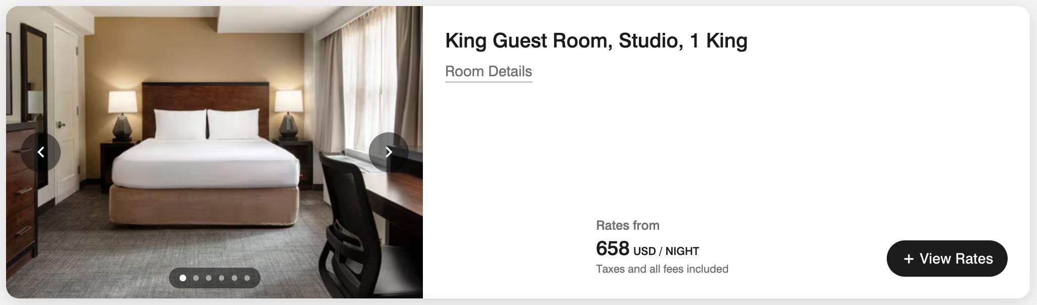 Residence Inn Midtown East hotel booking for $658 per night. 